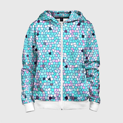 Детская толстовка на молнии Мозаика розово-голубая / 3D-Белый – фото 1