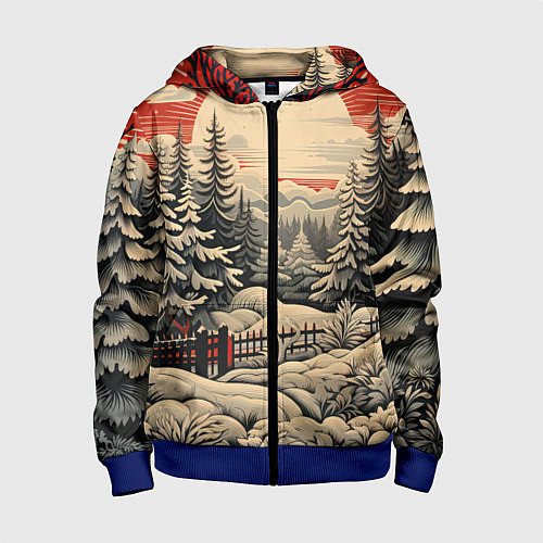 Детская толстовка на молнии Блеск снежинок новогодний стиль / 3D-Синий – фото 1