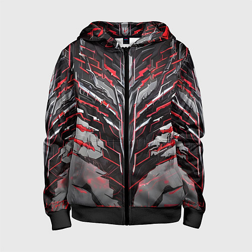 Детская толстовка на молнии Киберпанк доспех красный / 3D-Черный – фото 1