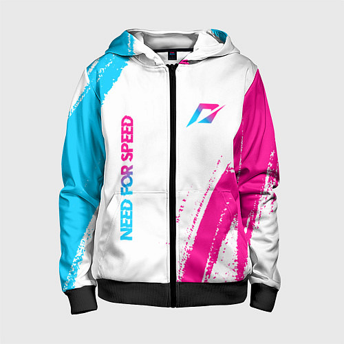 Детская толстовка на молнии Need for Speed neon gradient style вертикально / 3D-Черный – фото 1