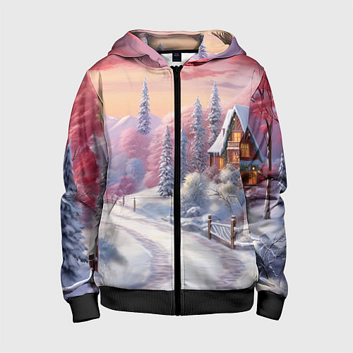 Детская толстовка на молнии Волшебное сияние новогодних огней / 3D-Черный – фото 1