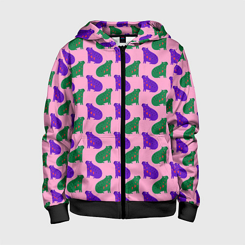 Детская толстовка на молнии Животные капибары / 3D-Черный – фото 1