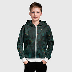 Толстовка на молнии детская Ёлка и гирлянды, цвет: 3D-белый — фото 2