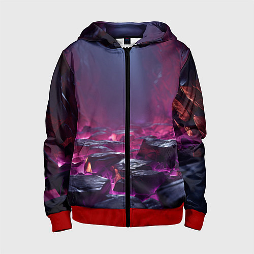 Детская толстовка на молнии Абстрактные фрагменты / 3D-Красный – фото 1