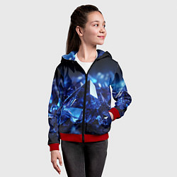 Толстовка на молнии детская Синие прозрачные алмазы, цвет: 3D-красный — фото 2