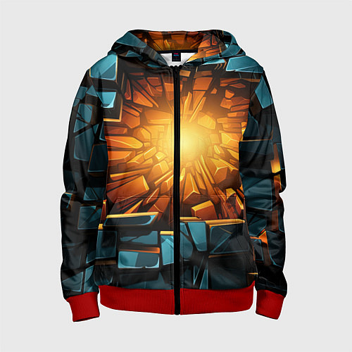 Детская толстовка на молнии Геометрическая огненная яма иллюзия / 3D-Красный – фото 1