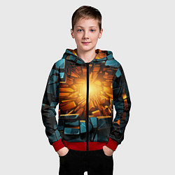 Толстовка на молнии детская Геометрическая огненная яма иллюзия, цвет: 3D-красный — фото 2