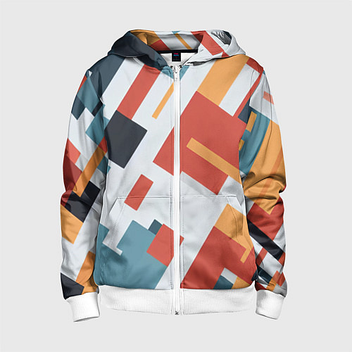 Детская толстовка на молнии Геометрический узор - нейросеть / 3D-Белый – фото 1