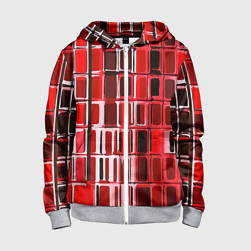 Детская толстовка на молнии Красные прямоугольники / 3D-Меланж – фото 1