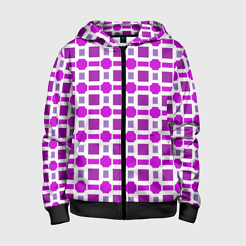 Детская толстовка на молнии Фиолетовые кирпичики и белые полосы / 3D-Черный – фото 1