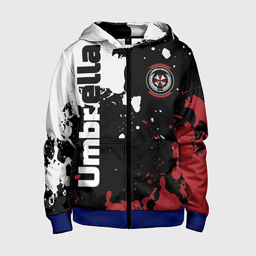 Детская толстовка на молнии Umbrella Security на спортивном красно бело чёрном / 3D-Синий – фото 1