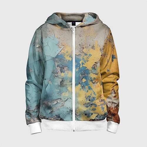 Детская толстовка на молнии Гранжевая стена с краской / 3D-Белый – фото 1