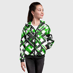 Толстовка на молнии детская Зелёные и чёрные мазки, цвет: 3D-черный — фото 2