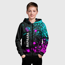 Толстовка на молнии детская Варвара и неоновый герб России по-вертикали, цвет: 3D-черный — фото 2