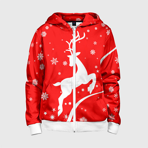 Детская толстовка на молнии Christmas deer / 3D-Белый – фото 1