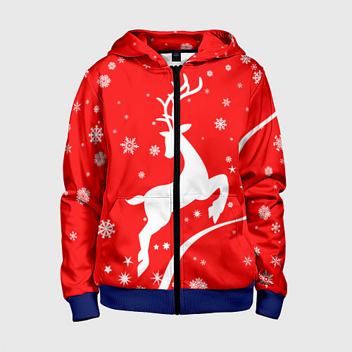 Детская толстовка на молнии Christmas deer / 3D-Синий – фото 1