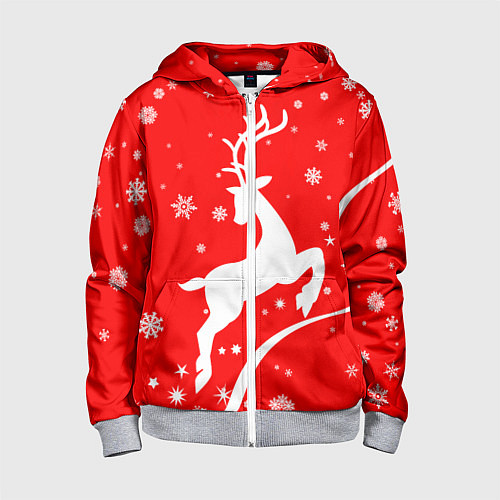 Детская толстовка на молнии Christmas deer / 3D-Меланж – фото 1