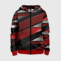 Толстовка на молнии детская Красная металическая абстракция, цвет: 3D-красный