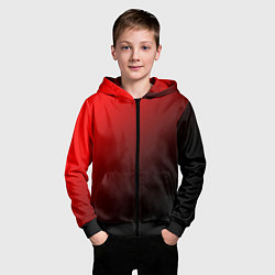 Толстовка на молнии детская Градиент красно-чёрный диагональ, цвет: 3D-черный — фото 2
