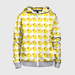 Толстовка на молнии детская Семейка желтых резиновых уточек, цвет: 3D-меланж