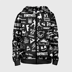 Толстовка на молнии детская Fortnite alllogo black, цвет: 3D-черный