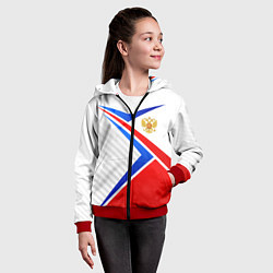 Толстовка на молнии детская Герб РФ - классические цвета флага, цвет: 3D-красный — фото 2