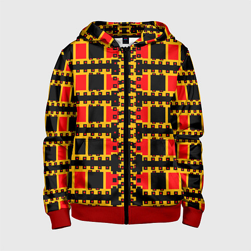 Детская толстовка на молнии Королевские квадраты / 3D-Красный – фото 1