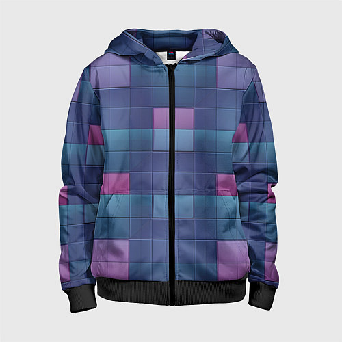 Детская толстовка на молнии Фиолетовые квадраты / 3D-Черный – фото 1