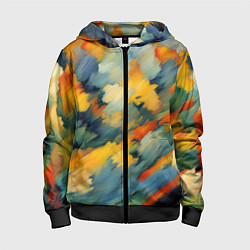 Детская толстовка на молнии Жёлтые и синие мазки