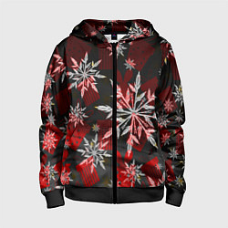 Толстовка на молнии детская Рождественские снежинки, цвет: 3D-черный