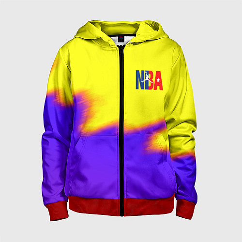 Детская толстовка на молнии НБА баскетбол краски неоновые желтые / 3D-Красный – фото 1