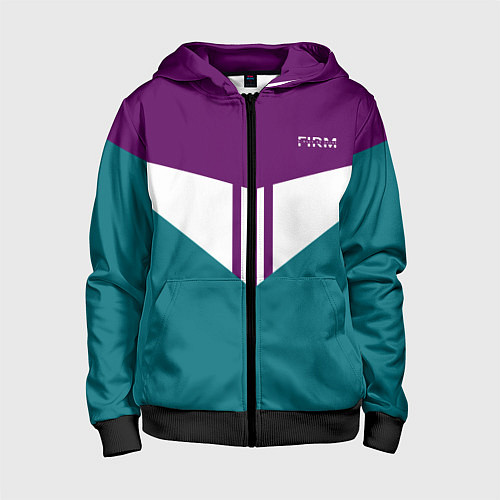 Детская толстовка на молнии FIRM темная сирень и бирюза / 3D-Черный – фото 1
