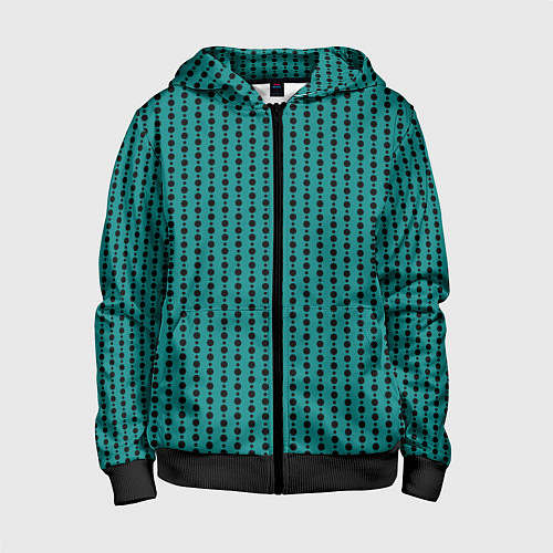 Детская толстовка на молнии Паттерн кружочки на зелёном / 3D-Черный – фото 1