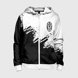 Толстовка на молнии детская Juventus black sport texture, цвет: 3D-белый