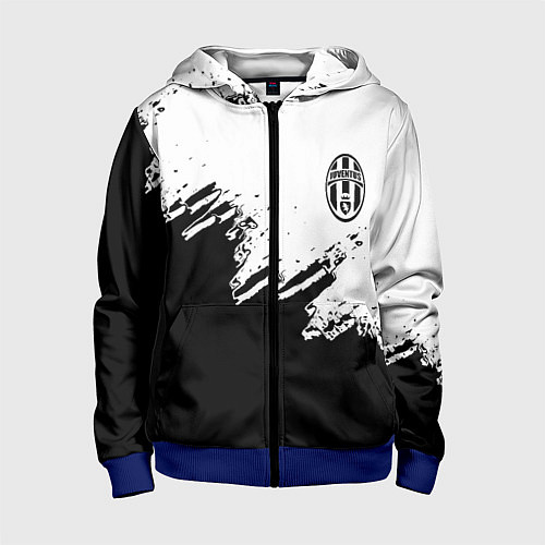 Детская толстовка на молнии Juventus black sport texture / 3D-Синий – фото 1