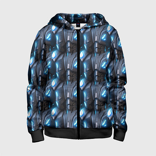 Детская толстовка на молнии Кибернетическая броня синяя / 3D-Черный – фото 1