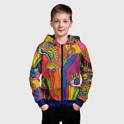Толстовка на молнии детская Психоделика и третий глаз, цвет: 3D-синий — фото 2