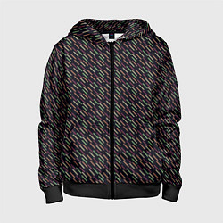Толстовка на молнии детская Цветные полосочки паттерн чёрный, цвет: 3D-черный