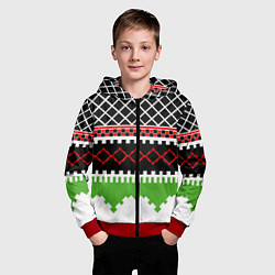 Толстовка на молнии детская Узор из разноцветных фигур, цвет: 3D-красный — фото 2