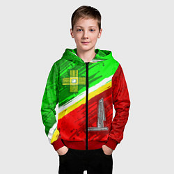 Толстовка на молнии детская Флаг Зеленограадского АО, цвет: 3D-красный — фото 2
