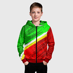 Толстовка на молнии детская Расцветка Зеленоградского флага, цвет: 3D-красный — фото 2