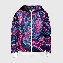 Детская толстовка на молнии Neon Japanese dragon - irezumi