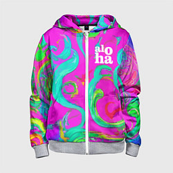 Толстовка на молнии детская Abstract floral pattern - aloha, цвет: 3D-меланж