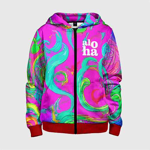 Детская толстовка на молнии Abstract floral pattern - aloha / 3D-Красный – фото 1