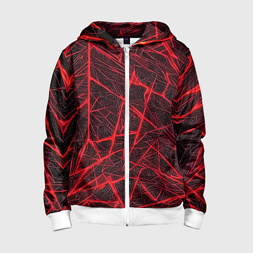 Детская толстовка на молнии Красная паутина на чёрном фоне / 3D-Белый – фото 1