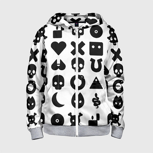 Детская толстовка на молнии Love death robots pattern white / 3D-Меланж – фото 1