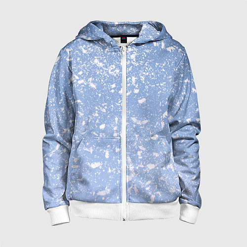 Детская толстовка на молнии Белые хлопья на голубом фоне / 3D-Белый – фото 1