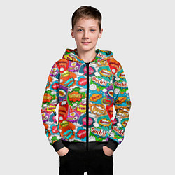 Толстовка на молнии детская Bang Boom Ouch pop art pattern, цвет: 3D-черный — фото 2