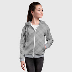 Толстовка на молнии детская Серый клетчатый шотландка, цвет: 3D-меланж — фото 2