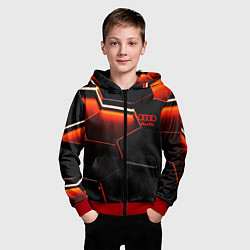 Толстовка на молнии детская Audi неоновый соты, цвет: 3D-красный — фото 2